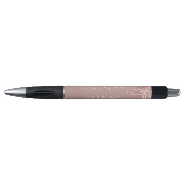 Rose Gold Blush Glitter Sparkle Drips - Your Text Pen (Front)