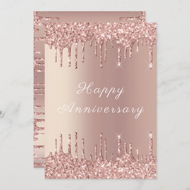 Rose Gold Blush Glitter Sparkle Happy Anniversary (Front/Back)