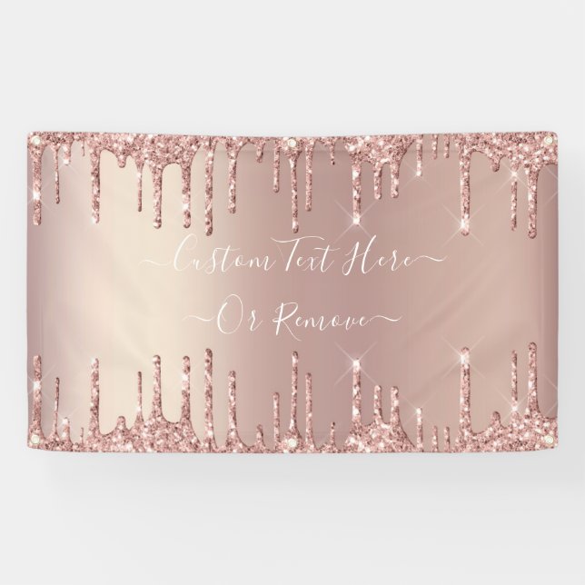 Rose Gold Blush Glitter Sparkly Banner Custom Text (Horizontal)