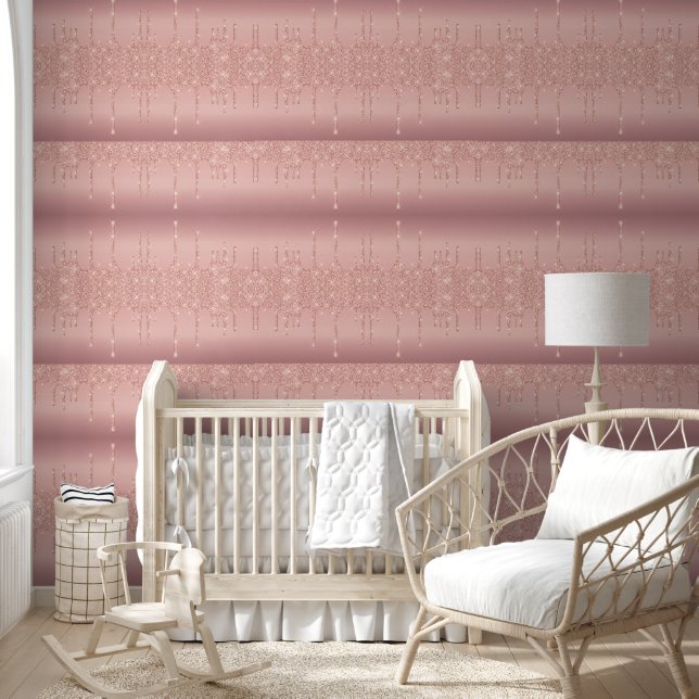 Rose Gold Blush Glitter Sparkly Drips Wallpaper (Kids)