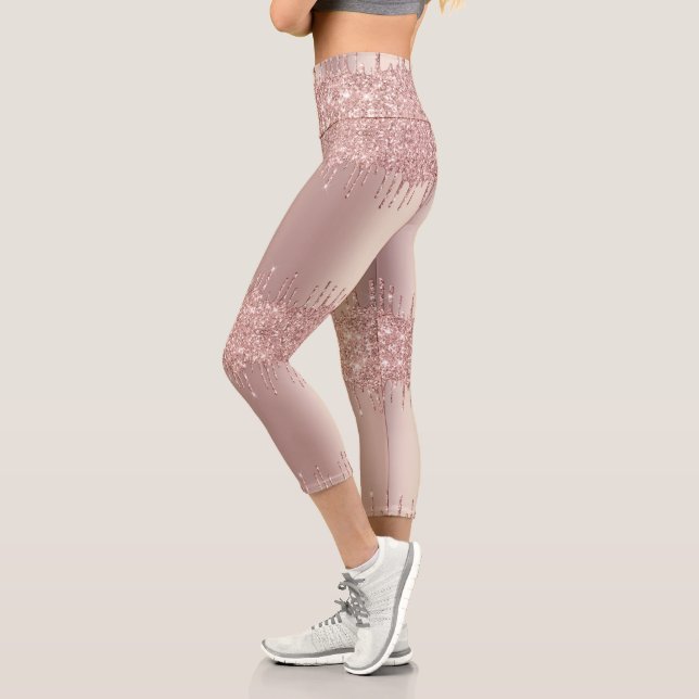 Rose Gold Blush Glitter Sparkly Leggings (Left)