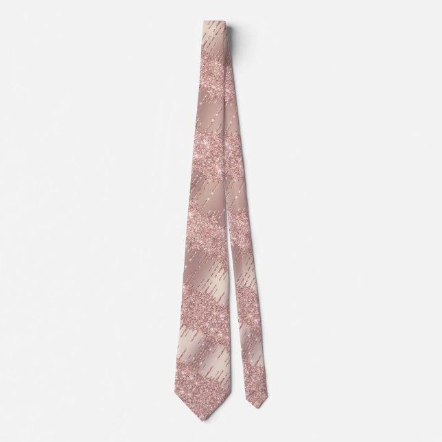 Rose Gold Blush Glitter Sparkly Neck Tie (Front)