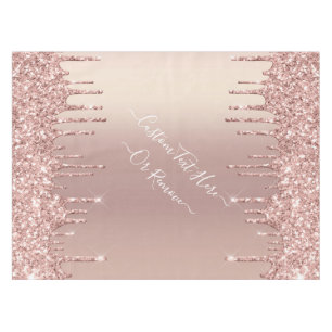 Rose Gold Blush Glitter Tablecloth - Custom Text