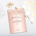 Rose gold blush glitter thank you card<br><div class="desc">A rose gold background,  decorated with faux glitter,  confetti. Large hand lettered script with swashes and the text: Thank You.  Personalize and add your thank you note and name.</div>