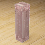 Rose Gold Blush Glitter Wine Box with Custom Text<br><div class="desc">Wine Boxes with Rose Gold Blush Glitter Sparkle Drips Custom Text Pink Modern - Add Your Unique Text or Remove Text / Name - Make Your Special Wine Box Gift - Resize and move or remove and add text / elements with Customization tool. Choose fonts / size / colour !...</div>