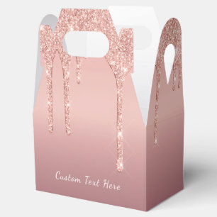 Rose Gold Blush Glitter Your Text Name Favour Box