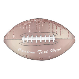 Rose Gold Blush Glitter Your Text Name Football