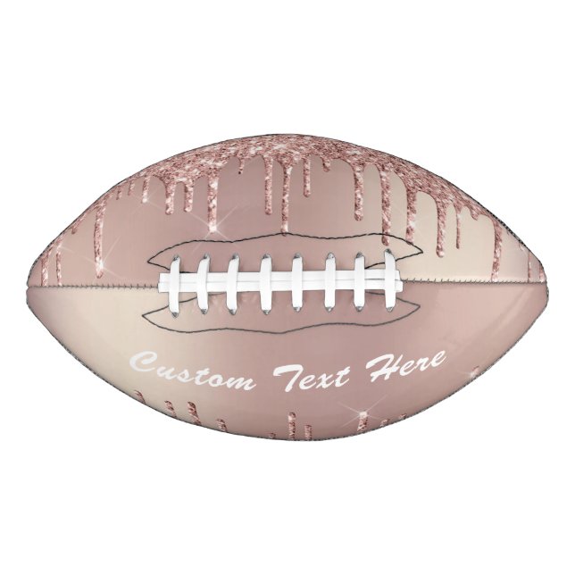 Rose Gold Blush Glitter Your Text Name Football (Front)