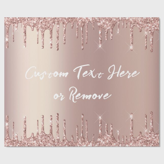 Rose Gold Blush Glitter Your Text Wrapping Paper (Flat)