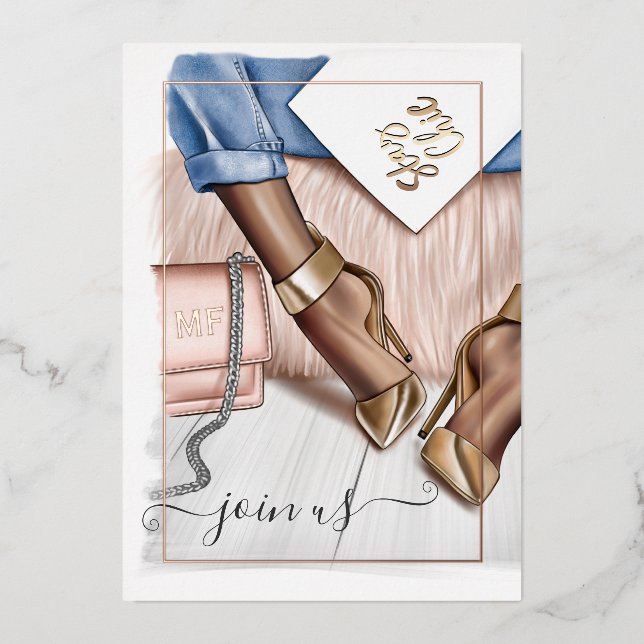 Rose Gold Blush & Gold Monogram Chic Bachelorette (Front)