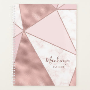 Rose Gold Blush Marble Geometric Modern Name Planner