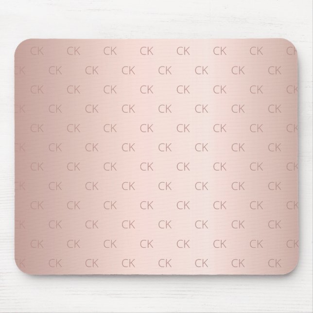 Rose gold blush monogram initials minimalist mouse pad (Front)
