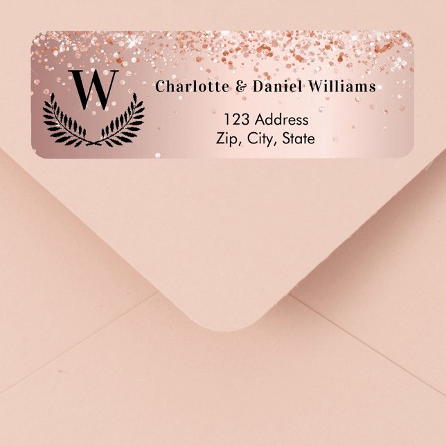Rose gold blush monogram return address (Creator Uploaded)