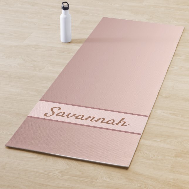 Rose gold blush name modern elegant yoga mat (In Situ)