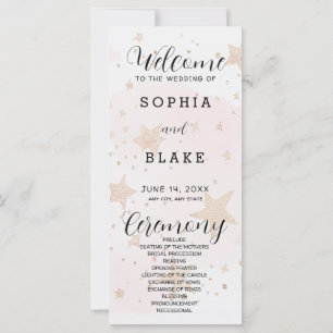 Rose Gold, Blush & Off White Stars Wedding Program