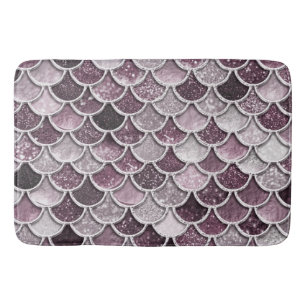 Rose Gold Blush Ombre Glitter Mermaid Scales Bath Mat