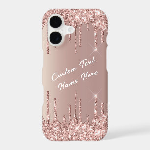 Rose Gold Blush Paillettes Drips Texte Personnalis