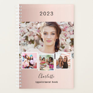 Rose gold blush photo collage appointments 2027 planner