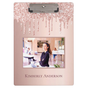 Rose gold blush photo name drips clipboard
