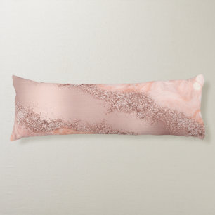 Rose Gold Blush Pink Agate Geode Glitter Body Pillow
