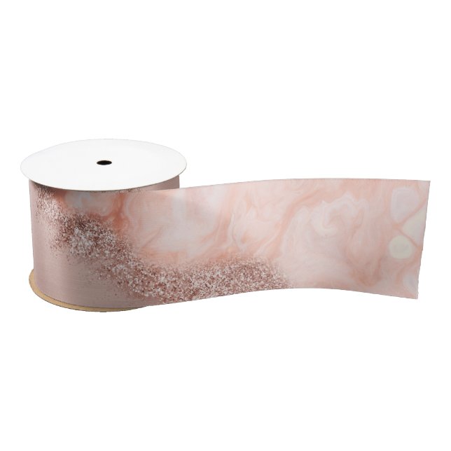 Rose Gold Blush Pink Agate Geode Glitter  Satin Ribbon (Spool)