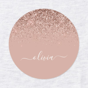 Rose Gold Blush Pink Black Glitter Chic Monogram