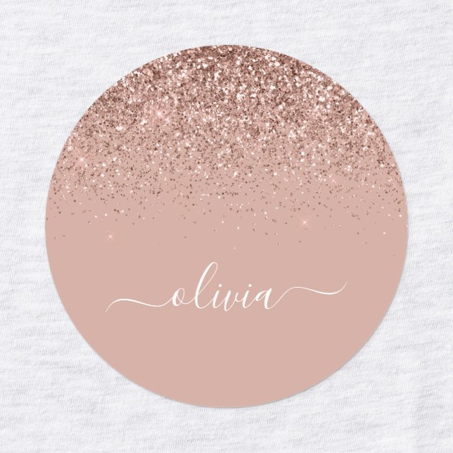 Rose Gold Blush Pink Black Glitter Chic Monogram (Design 1)