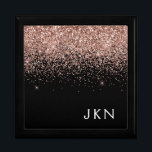 Rose Gold Blush Pink Black Glitter Monogram Girly Gift Box<br><div class="desc">Black and Rose Gold - Blush Pink Sparkle Glitter Monogram Name Jewellery Keepsake Box. This makes the perfect graduation,  birthday,  wedding,  bridal shower,  anniversary,  baby shower or bachelorette party gift for someone that loves glam luxury and chic styles.</div>