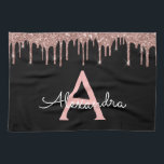 Rose Gold - Blush Pink Black Glitter Monogram Name Kitchen Towel<br><div class="desc">Rose Gold - Blush Pink and Black Sparkle Glitter Monogram Name and Initial Kitchen Towel. This makes the perfect sweet 16 birthday,  wedding,  bridal shower,  anniversary,  baby shower or bachelorette party gift for someone that loves glam luxury and chic styles.</div>