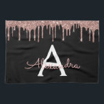 Rose Gold - Blush Pink Black Glitter Monogram Name Kitchen Towel<br><div class="desc">Rose Gold - Blush Pink and Black Sparkle Glitter Monogram Name and Initial Kitchen Towel. This makes the perfect sweet 16 birthday,  wedding,  bridal shower,  anniversary,  baby shower or bachelorette party gift for someone that loves glam luxury and chic styles.</div>