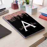 Rose Gold - Blush Pink Black Glitter Monogram Name Notebook<br><div class="desc">Rose Gold - Blush Pink and Black Sparkle Glitter Monogram Name and Initial Spiral Notebook. This makes the perfect sweet 16 birthday,  wedding,  bridal shower,  anniversary,  baby shower or bachelorette party gift for someone that loves glam luxury and chic styles.</div>