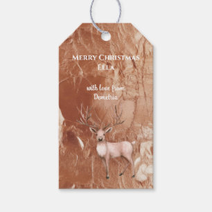Rose Gold Blush Pink Boho Deer Christmas Gift Tags