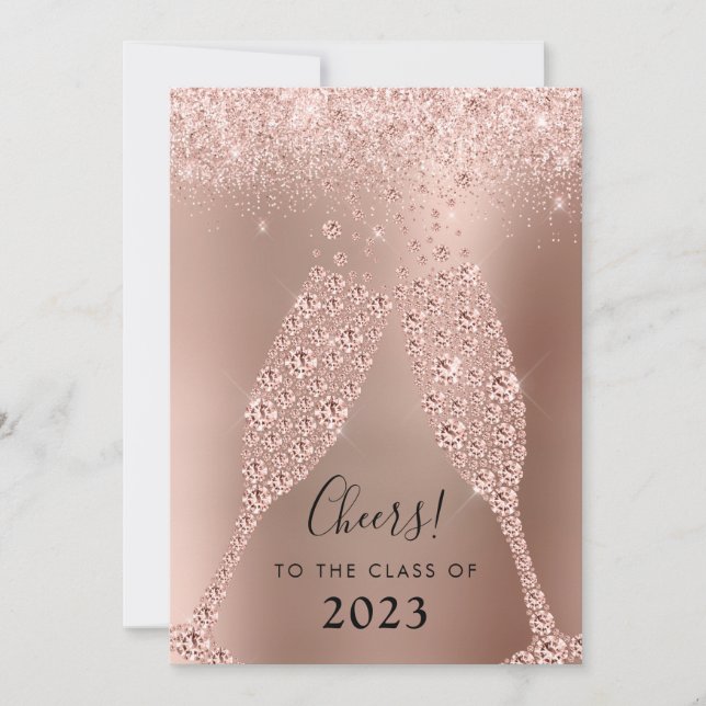 Rose Gold Blush Pink Champagne Graduation Party Invitation (Front)
