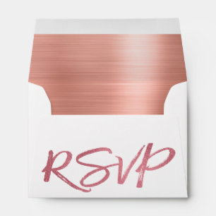 Rose Gold Blush Pink Foil and White RSVP Envelopes