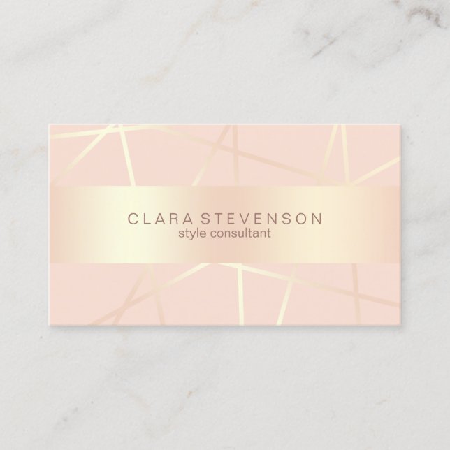 Rose gold & blush pink geometric style consultant business card (Front)