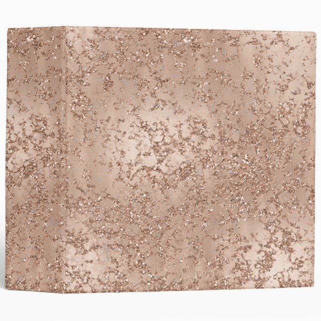 Rose Gold Blush Pink Glam Sparkle Crackle Chic Binder (Front/Spine)