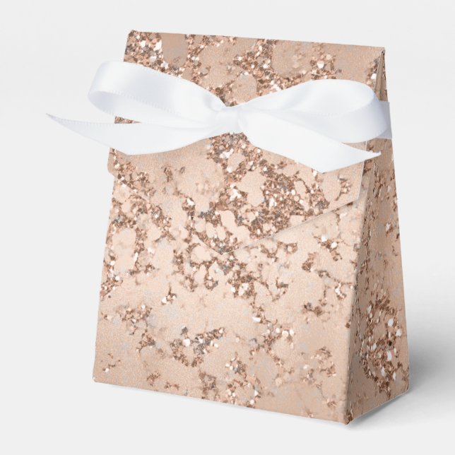 Rose Gold Blush Pink Glam Sparkle Crackle Chic Favor Box (Front Side)