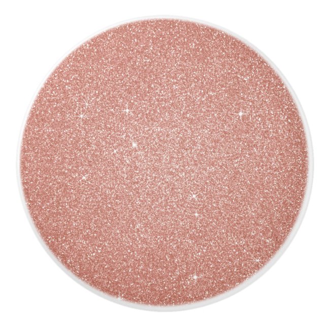 Rose Gold -Blush Pink Glitter and Sparkle Ceramic Knob (Front)