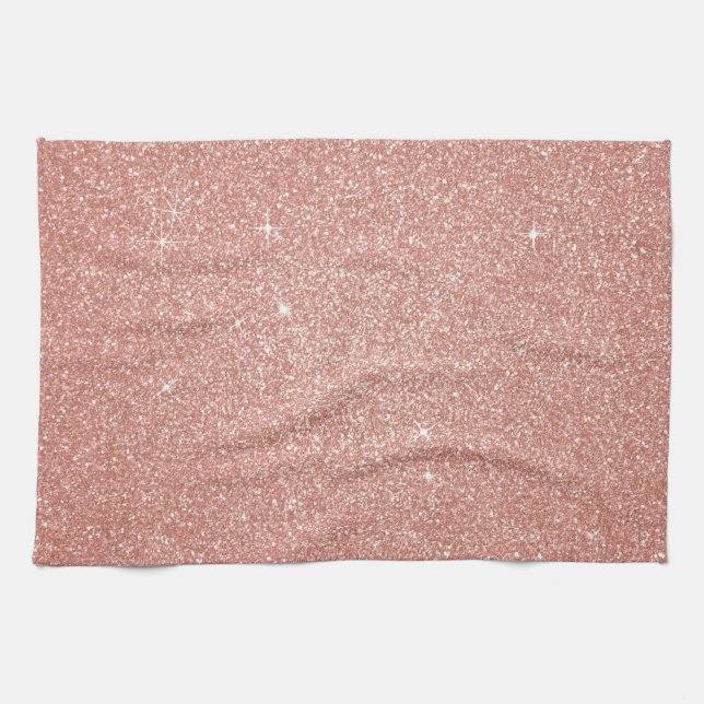 Rose Gold -Blush Pink Glitter and Sparkle Kitchen Towel (Horizontal)