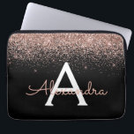Rose Gold Blush Pink Glitter and Sparkle Monogram Laptop Sleeve<br><div class="desc">Rose Gold - Blush Pink and Black Faux Glitter and Sparkle Elegant Monogram Case. This case can be customized to include your initial and first name.</div>