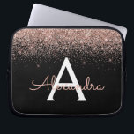 Rose Gold Blush Pink Glitter and Sparkle Monogram Laptop Sleeve<br><div class="desc">Rose Gold - Blush Pink and Black Faux Glitter and Sparkle Elegant Monogram Case. This case can be customized to include your initial and first name.</div>