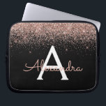 Rose Gold Blush Pink Glitter and Sparkle Monogram Laptop Sleeve<br><div class="desc">Rose Gold - Blush Pink and Black Faux Glitter and Sparkle Elegant Monogram Case. This case can be customized to include your initial and first name.</div>