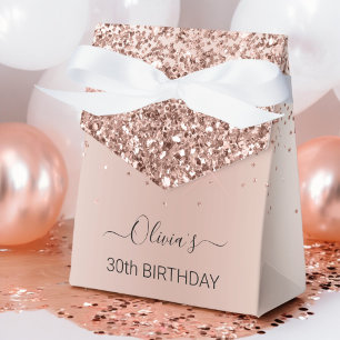 Rose Gold - Blush Pink Glitter Birthday Party Favor Box