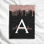 Rose Gold - Blush Pink Glitter Black Monogram Fleece Blanket<br><div class="desc">Rose Gold - Blush Pink and Black Sparkle Glitter Monogram Name and Initial Fleece Blanket. This makes the perfect sweet 16 birthday,  wedding,  bridal shower,  anniversary,  baby shower or bachelorette party gift for someone that loves glam luxury and chic styles.</div>