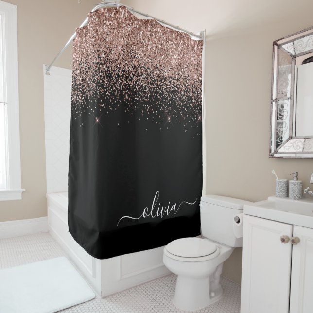 Rose Gold Blush Pink Glitter Girly Monogram Name (In Situ)