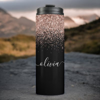 Rose Gold Blush Pink Glitter Girly Monogram Name