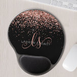 Rose Gold Blush Pink Glitter Glam Monogram Name Gel Mouse Pad<br><div class="desc">Glam Rose Gold Glitter Elegant Monogram Gel Mouse Pad. Easily personalize this trendy chic gel mouse pad design featuring elegant rose gold sparkling glitter on a black background. The design features your handwritten script monogram with pretty swirls and your name.</div>