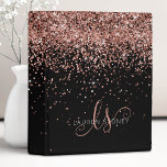 Rose Gold Blush Pink Glitter Glam Monogram Name Mini Binder<br><div class="desc">Glam Rose Gold Glitter Elegant Monogram Mini Binder. Easily personalize this trendy chic mini binder design featuring elegant rose gold sparkling glitter on a black background. The design features your handwritten script monogram with pretty swirls and your name.</div>