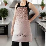 Rose Gold - Blush Pink Glitter Metal Monogram Name Apron<br><div class="desc">Rose Gold - Blush Pink Faux Foil Metallic Sparkle Glitter Brushed Metal Monogram Name Apron. This makes the perfect sweet 16 birthday,  wedding,  bridal shower,  anniversary,  baby shower or bachelorette party gift for someone that loves glam luxury and chic styles.</div>