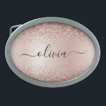 Rose Gold - Blush Pink Glitter Metal Monogram Name Belt Buckle<br><div class="desc">Rose Gold - Blush Pink Faux Foil Metallic Sparkle Glitter Brushed Metal Monogram Name Belt Buckle. This makes the perfect graduation, sweet 16 16th, 18th, 21st, 30th, 40th, 50th, 60th, 70th, 80th, 90th, 100th birthday, wedding, bridal shower, anniversary, baby shower or bachelorette party gift for someone that loves glam luxury...</div>